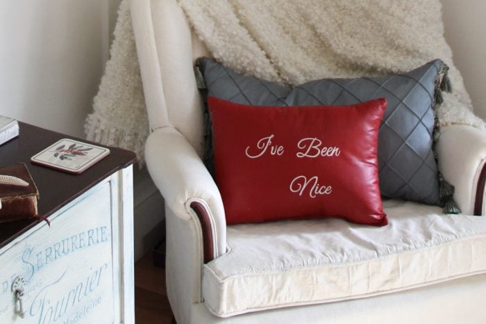 Naughty or Nice? Thrifty Pillow Makeover w/Chalk Paint