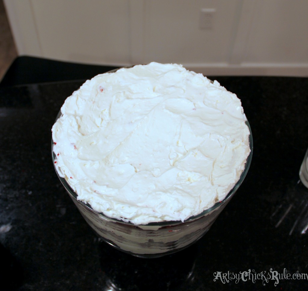 Top of Red Velvet Trifle without Red Sprinkles