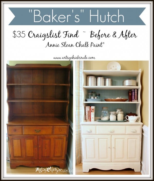 Baker's Hutch - Before and After - Annie Sloan Chalk Paint - artsychicksrule.com #budgetdecor #homedecor #chalkpaint