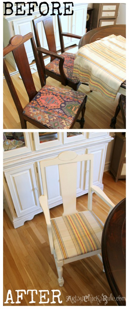 Before and After - Dining Chairs from Craigslist- Fabric from clearance