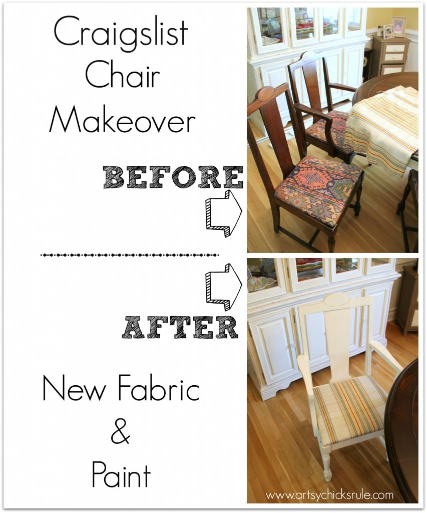 Craigslist Chair Makeover - New paint, new fabric, completely new look!! - artsychicksrule.com #nosew