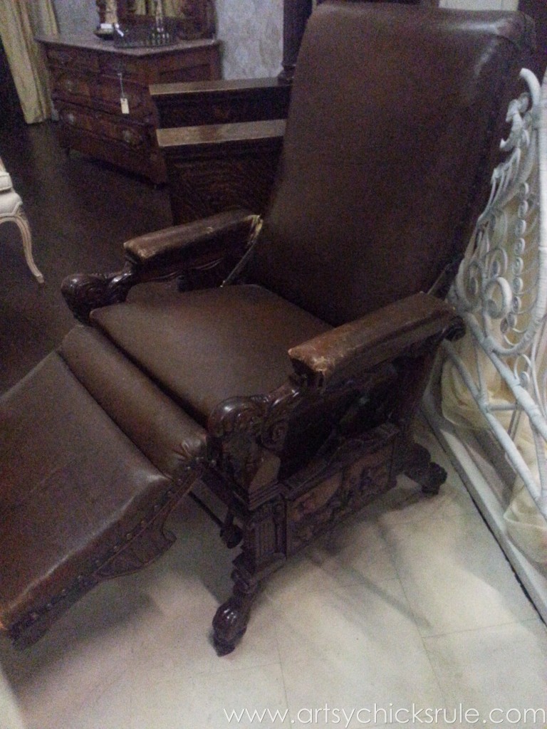 Antique leather recliner