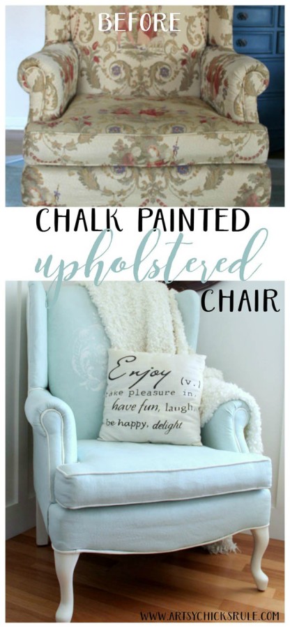 Painted Upholstered Chair Makeover (Chalk Paint) - Artsy Chicks Rule®