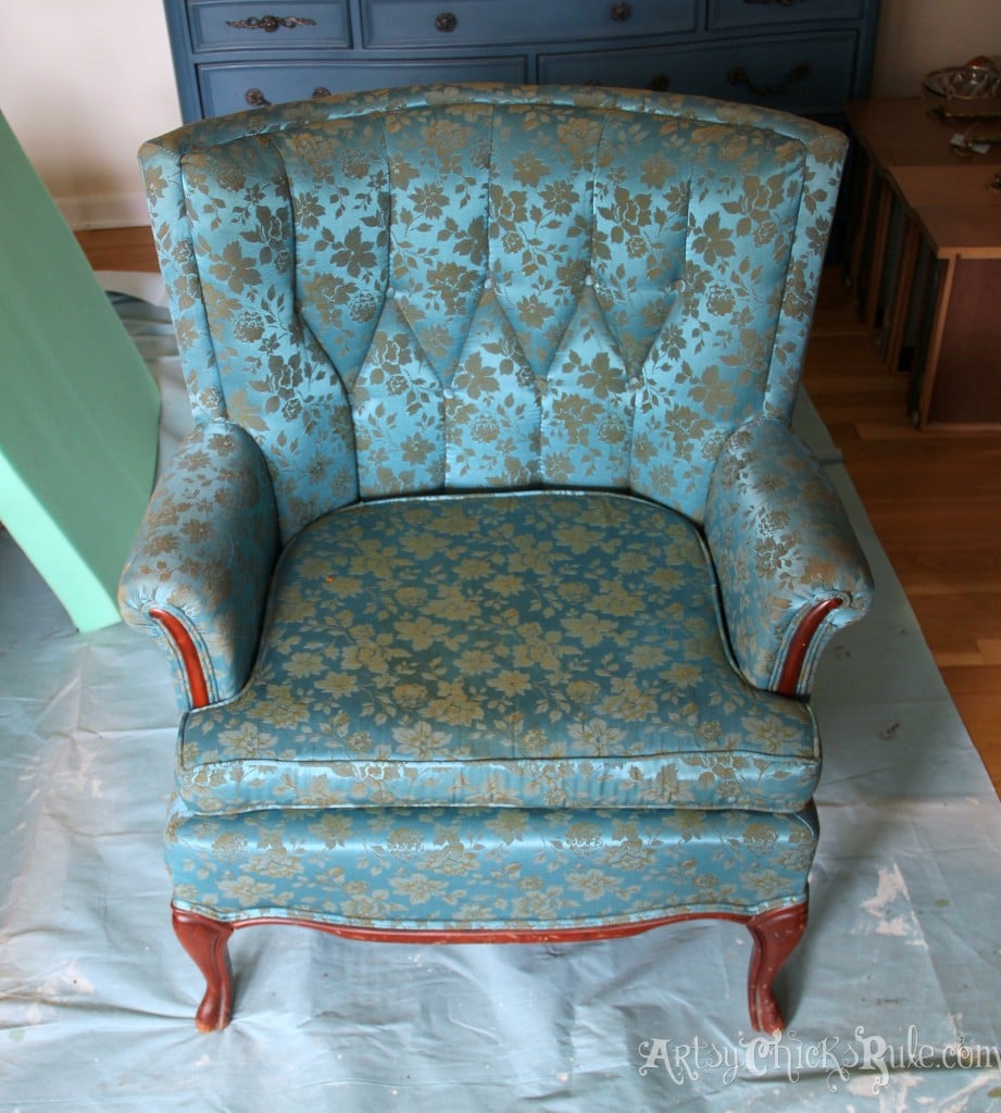 antique blue chair