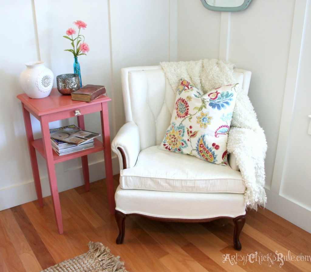 French Arm Chair Makeover Reading Nook