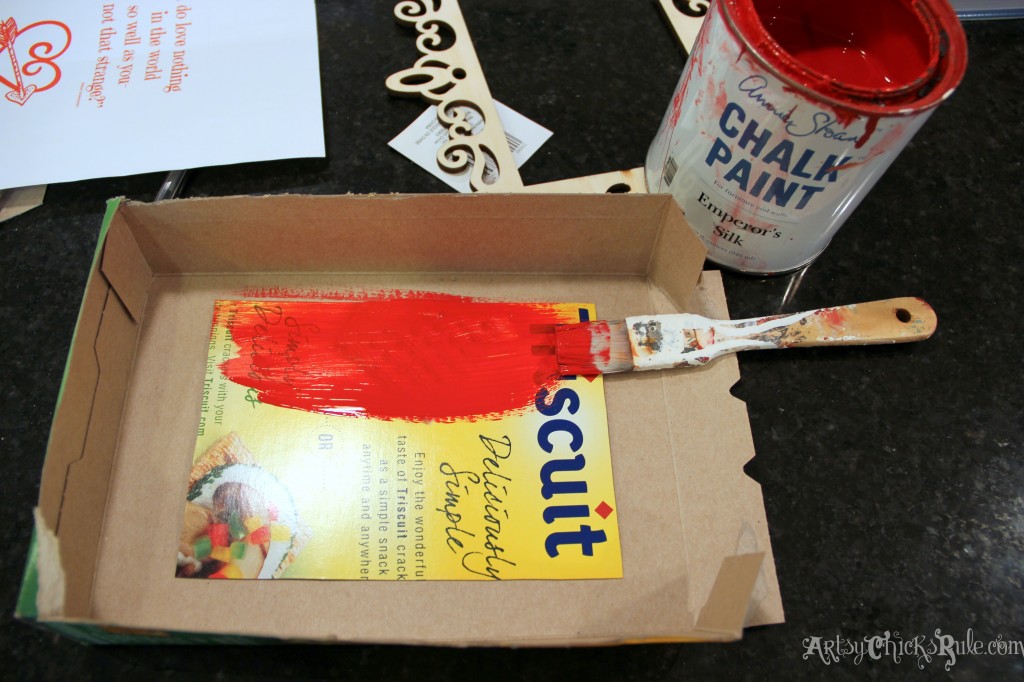 Simple & Fun Valentine's Day Craft - painting cardboard back red