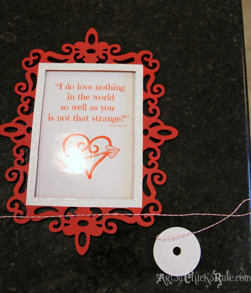 Simple & Fun Valentine's Day Craft -applying red/white rope