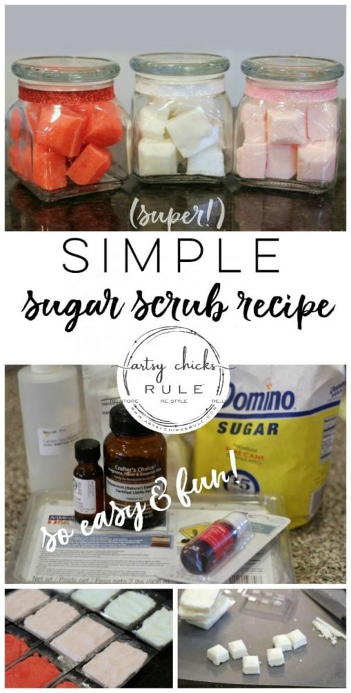 Super Simple Sugar Scrubs Recipe!! artsychicksrule.com #sugarscrubsrecipe #saltscrub #mothersdaygift #valentinesdaygift #handmadegiftideas #giftideas