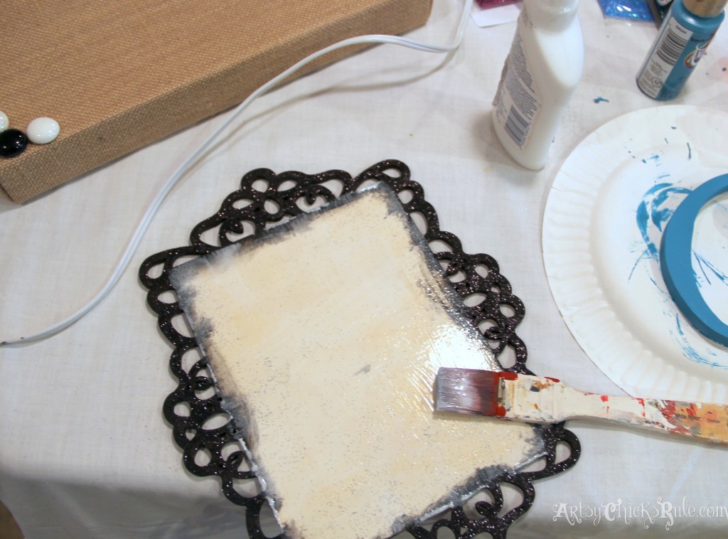 adding glue for scrapbook paper - Michael's-Hometalk Pinterest Party