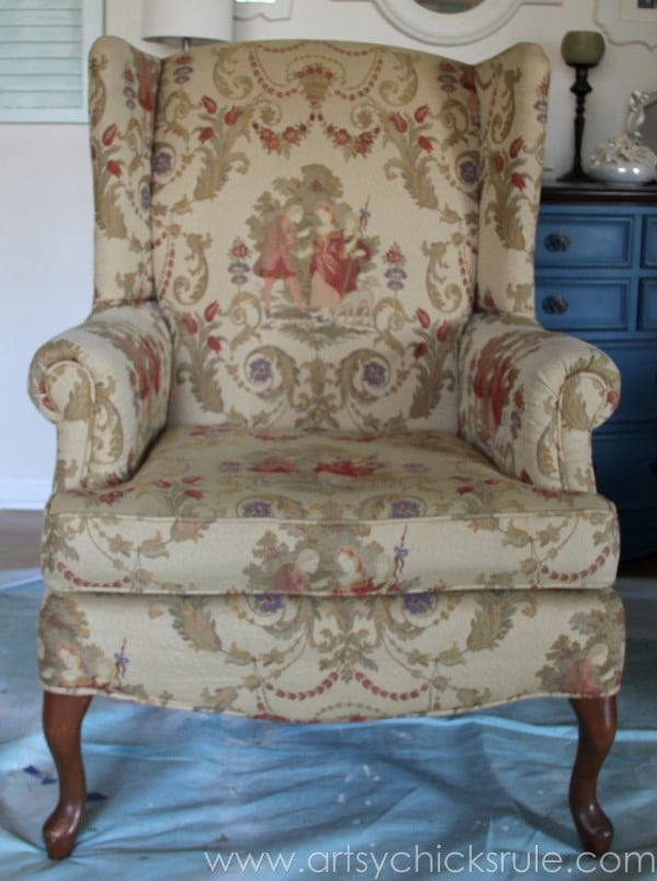 tan wing back chair