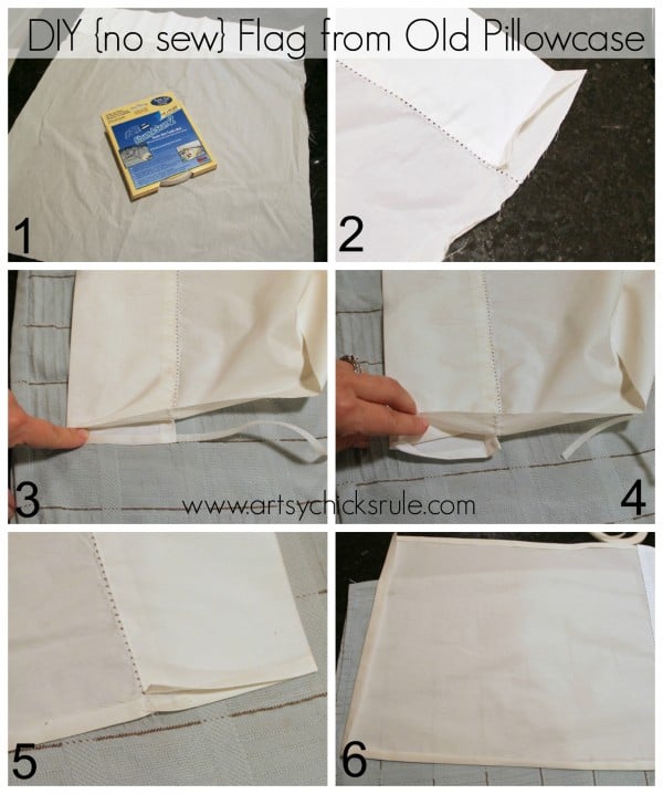 DIY No Sew Flag from Old Pillowcase