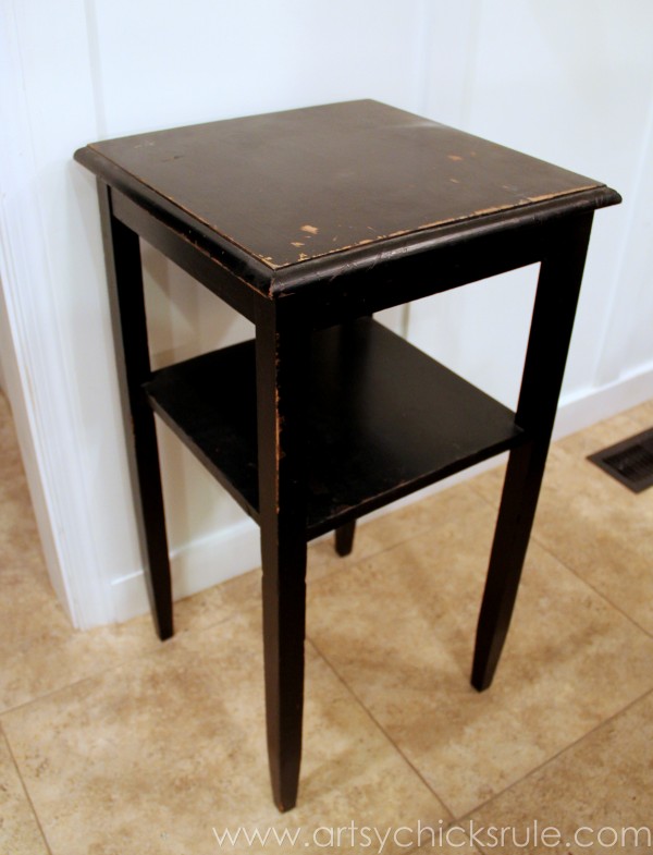 Thrifty Side Table Makeover-Annie Sloan Chalk Paint-Before Side- artsychicksrule.com #chalkpaint