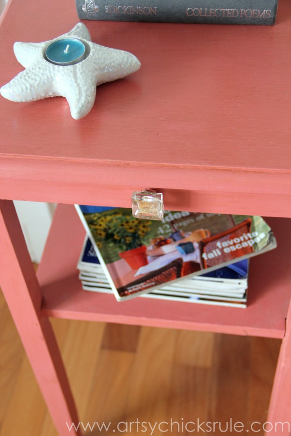 Thrifty Side Table Makeover-Annie Sloan Chalk Paint-Top View- artsychicksrule.com #chalkpaint