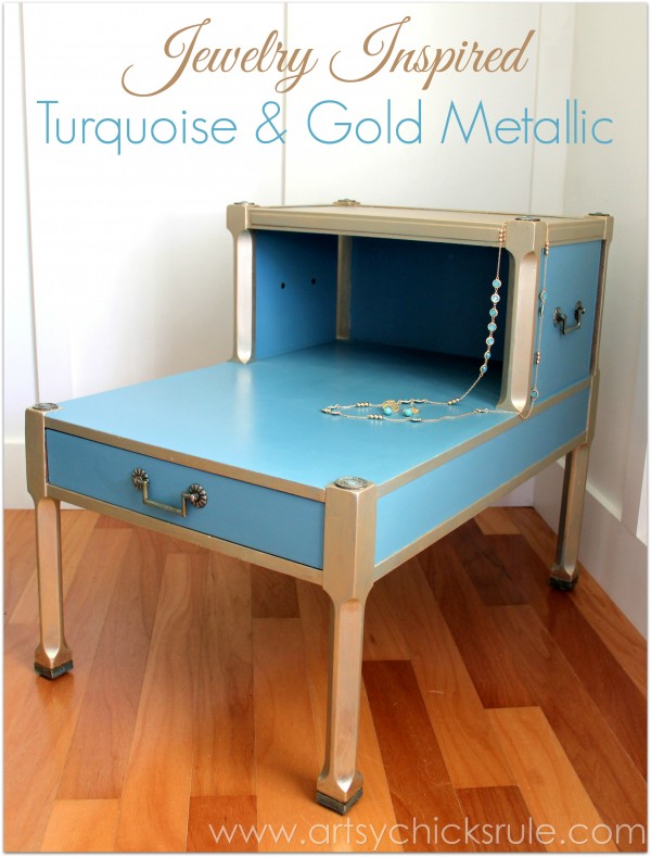 Turquoise and Gold Furniture Makeover - Artsy Chicks Rule®