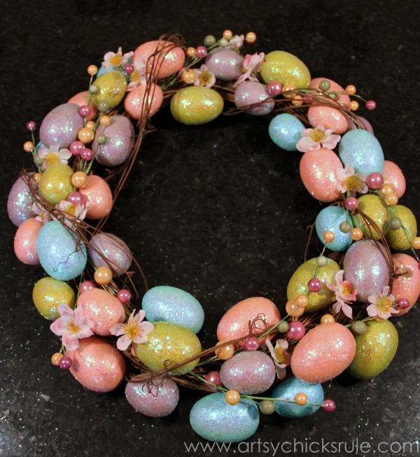 Happy Easter Wreath - Finished Wreath - artsychicksrule.com #easter #wreath