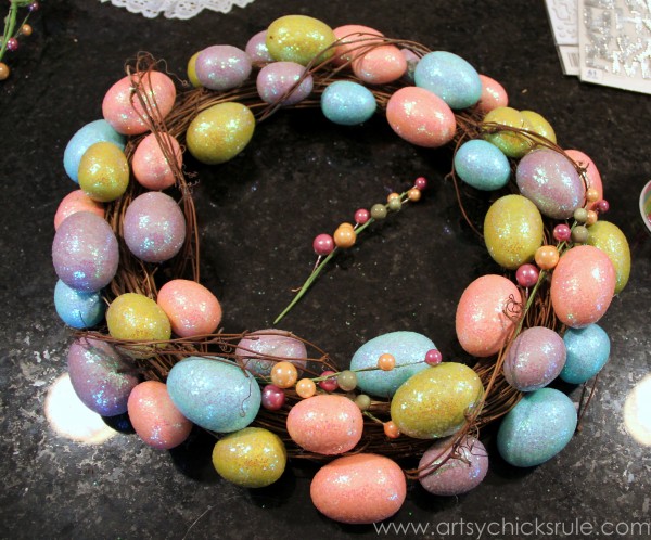 Happy Easter Wreath -Making a Plain Wreath Better - artsychicksrule.com #easter #wreath