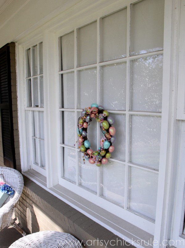 Happy Easter Wreath -On Window - artsychicksrule.com #easter #wreath