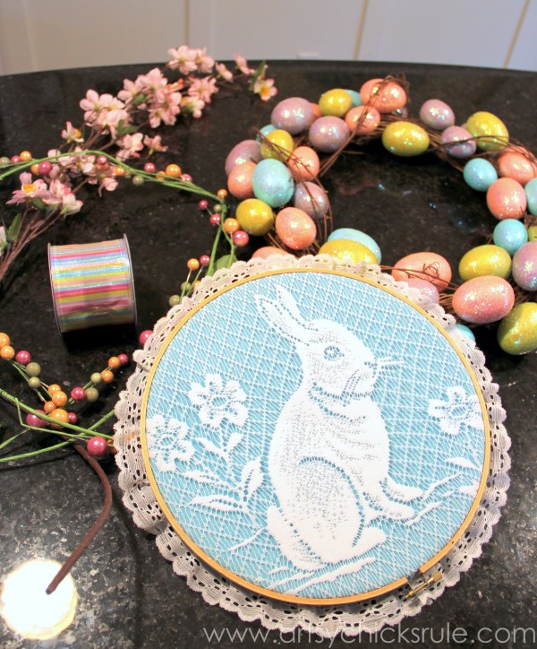 Happy Easter Wreath -Thrifty - artsychicksrule.com #easter #wreath