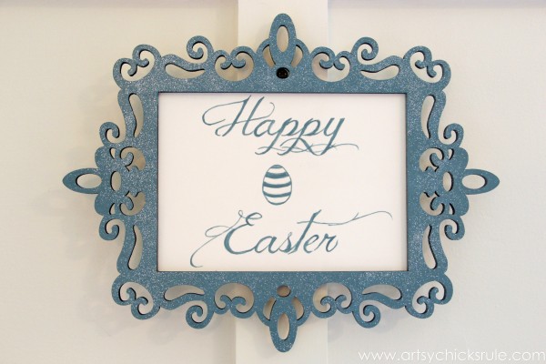 Happy Easter Wreath -Up Close - artsychicksrule.com #easter #wreath