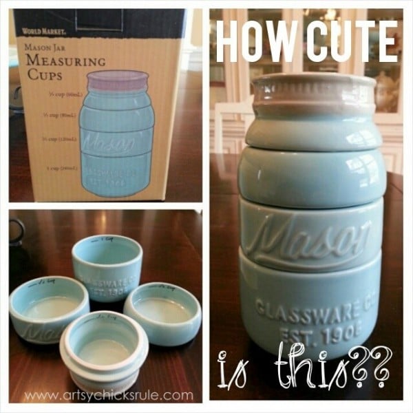My Favorite Things - Blue Mason Jar Measuring Cups - artsychicksrule.com #thrifty #homedecor #budgetdecorating #worldmarket