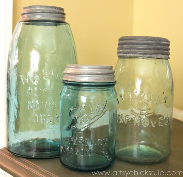 My Favorite Things - Blue Mason Jars - artsychicksrule.com #thrifty #homedecor #budgetdecorating #bluemasonjars