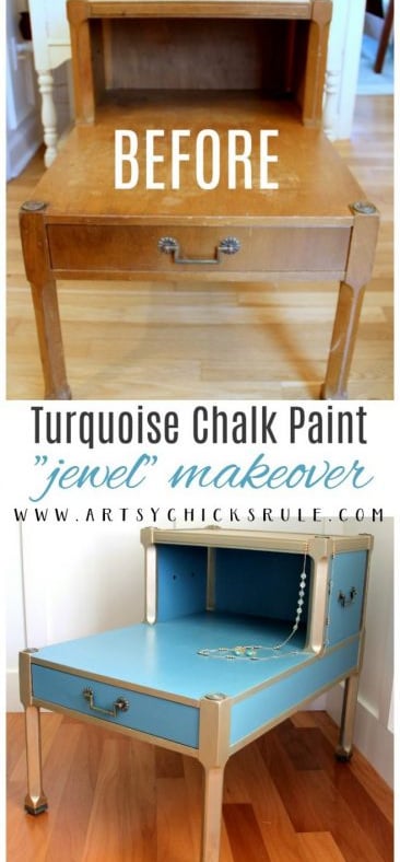 Turquoise and Gold Furniture Makeover - Artsy Chicks Rule®