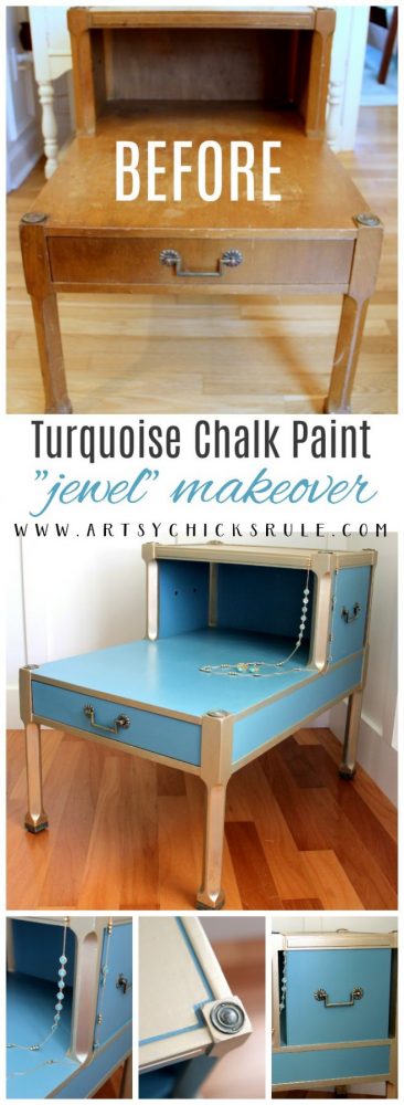 Turquoise Chalk Paint "Jewel" makeover artsychicksrule.com