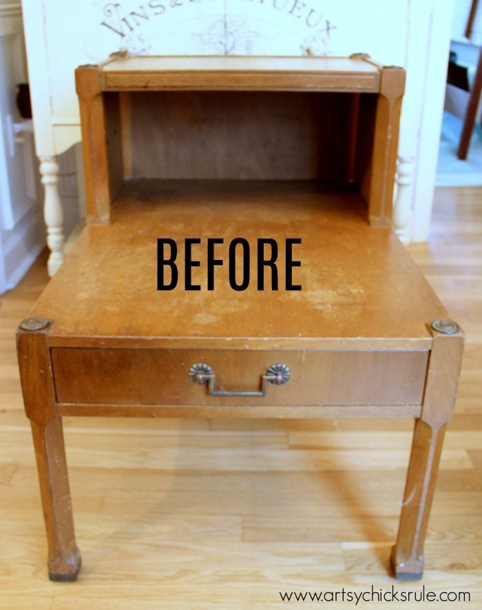 orange wood old side table