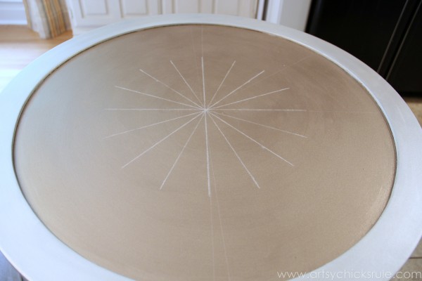 Modern Masters Metallic Paint Makeover - Compass Rose Table - top compass rose - artsychicksrule.com #metallicpaint #furniture #compassrose #nautical #coastal