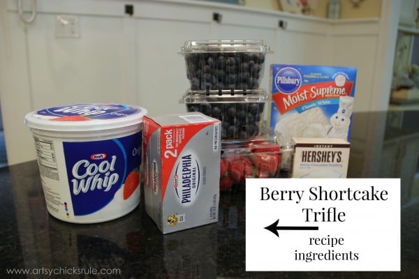 Berry Shortcake Trifle - Recipe Ingredients - artsychickrule.com #trifle #berry #dessert #recipe #patriotic