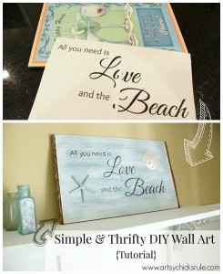 Love & the Beach - DIY Sign Tutorial - Before-After - artsychicksrule.com #thrifty #homedecor #beach #sign #coastal #diy