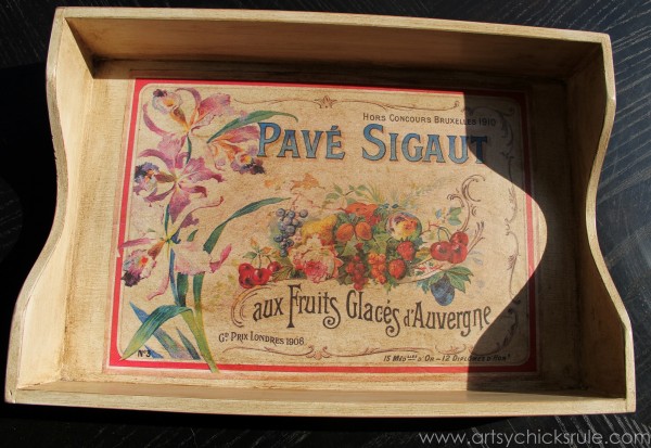 Old Letter Tray -to- Vintage French Fruit Tray {Thrifty DIY} - With Dark Wax -artsychicksrule.com #vintage #graphicsfairy #diy #chalkpaint