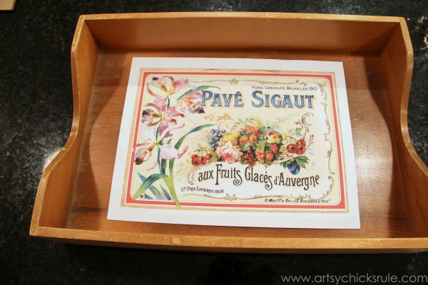 Old Letter Tray -to- Vintage French Fruit Tray {Thrifty DIY} - artsychicksrule.com #vintage #graphicsfairy #diy #chalkpaint