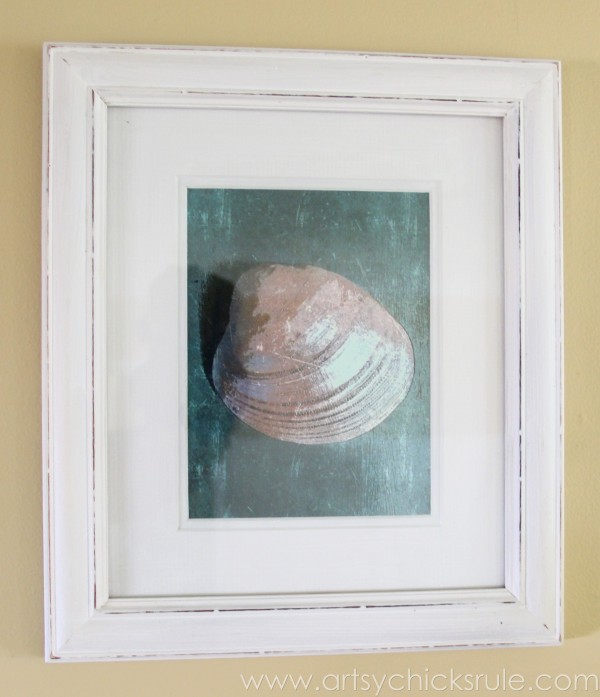 Simple & Thrifty DIY Coastal Wall Art - Up Close Sea Shell-artsychicksrule.com #thrifty #coastal #wallart #diy #art