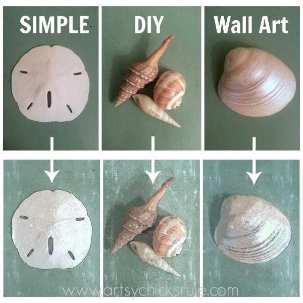 Thrifty Coastal Art from simple photos of shells - artsychicksrule.com #shells #coastal #wallart #diy