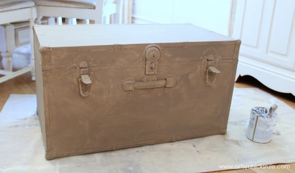 Travel Trunk Chalk Paint Makeover - Coco Layer- artsychicksrule.com - #chalkpaint #makeover #trunk #coco