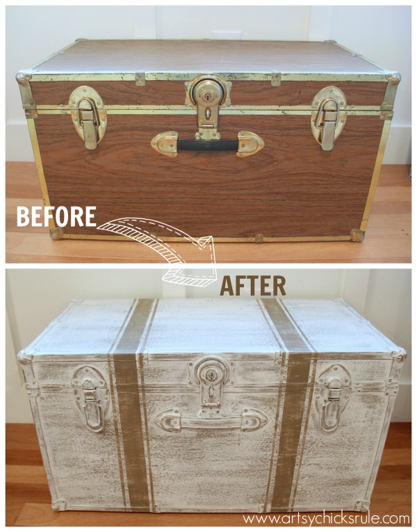 Travel Trunk Chalk Paint Makeover - Before and After - artsychicksrule.com #chalkpaint #coco