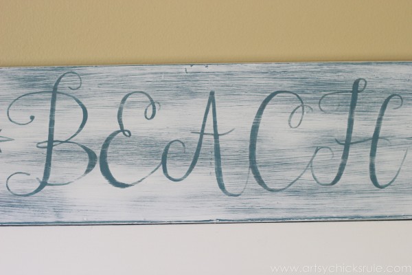 Beach Sun Sand Sign - DIY - Close Up - artsychicksrule.com #chalkpaint #aubusson #beach #sign