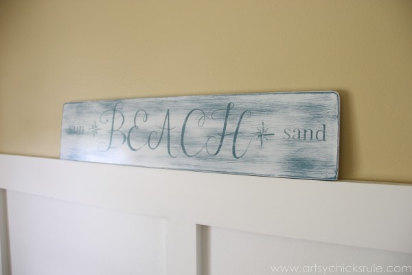 Beach Sun Sand Sign - DIY - From Side - artsychicksrule.com #chalkpaint #aubusson #beach #sign