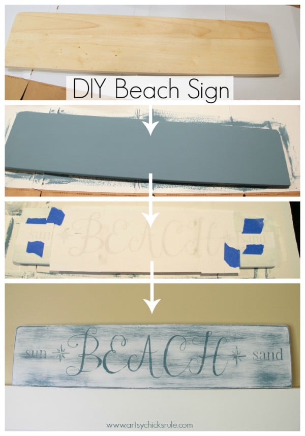 Beach Sun Sand Sign - DIY - Start to Finish - artsychicksrule.com #beachsunsandsign #beachsign #coastaldecor