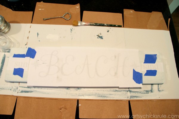 Beach Sun Sand Sign - DIY - Transferring Lettering - artsychicksrule.com #chalkpaint #aubusson #beach #sign