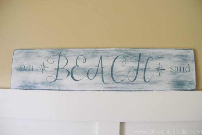 Beach Sun Sand Sign - DIY - artsychicksrule.com #chalkpaint #aubusson #beach #sign