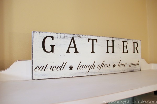 'Gather' Kitchen Sign - Silhouette Cameo Review - Side - artsychicksrule.com #silhouette #cameo #sign
