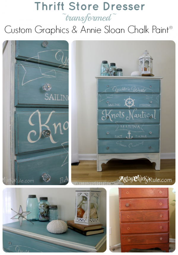 Knots-Nautical-Thrift-Store-Dresser-Custom-Graphic-Provence-Chalk-Paint- artsychicksrule.com #chalkpaint