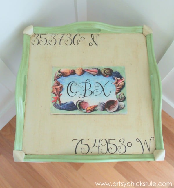 OBX Latitude and Longitude Table {Numbers Theme Tour} - Top View - #chalkpaint #OBX #antibesgreen #countrygrey artsychicksrule.com