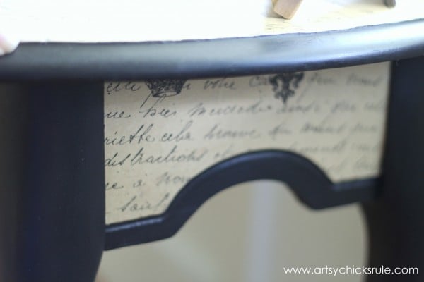 $5 Thrifty French Paper Decoupage Table Makeover - Small Side -artsychicksrule.com #decoupage #french
