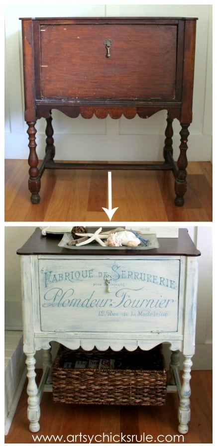 French Fabulous Cabinet Makeover Before & After - Front -#chalkpaint -artsychicksrule.com
