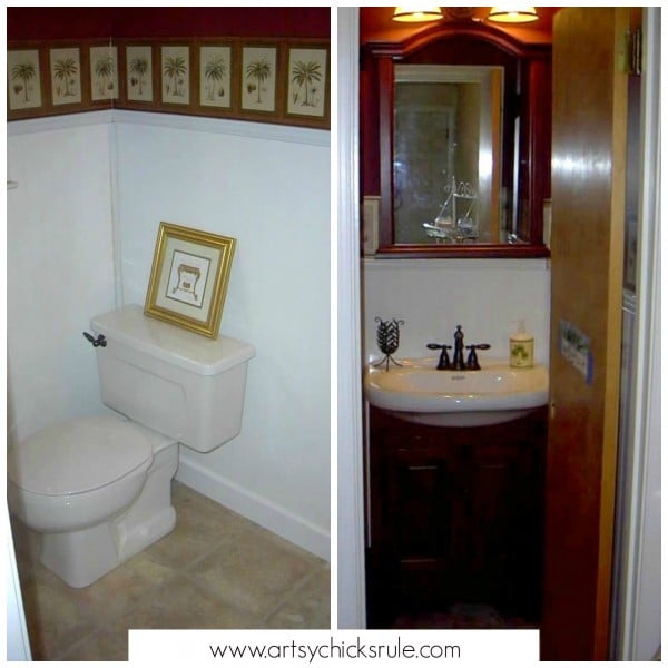 Guest Bath Makeover - Before and After - First Makeover -- artyschicksrule.com #makeover #bath #diy