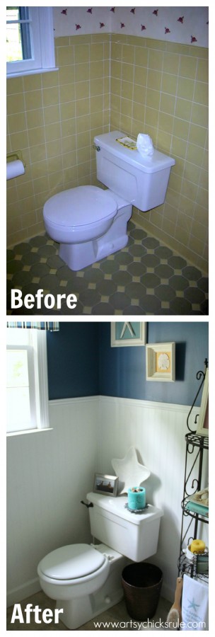 Guest Bath Makeover - Before and After - artyschicksrule.com #makeover #bath #diy