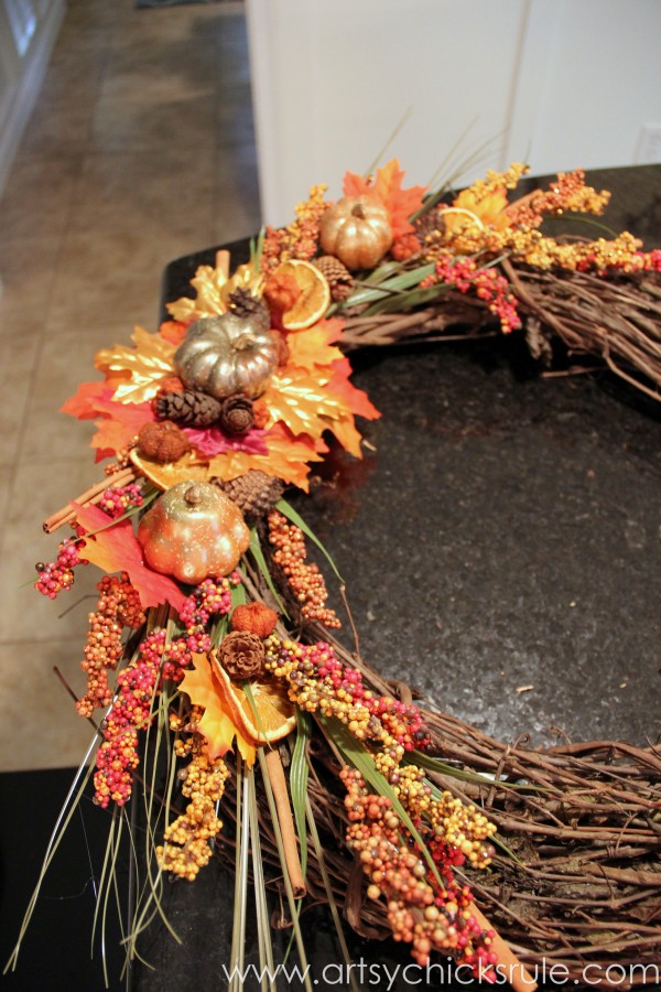 DIY Fall Wreath - Fall Themed Tour - Finished - #fall #falldecor #diy artsychicksrule.com